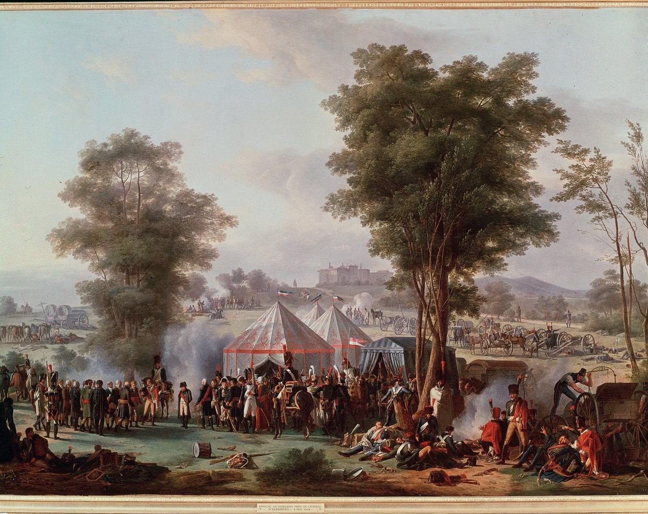 Bivack av kejsar Napoleon I, nära slottet Ebersberg i Österrike 4/05/1809 (Målning av Antoine Pierre Mongin
