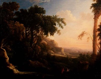 Pan och Syrinx i ett arkadiskt landskap av Antoine Pierre the Younger Patel