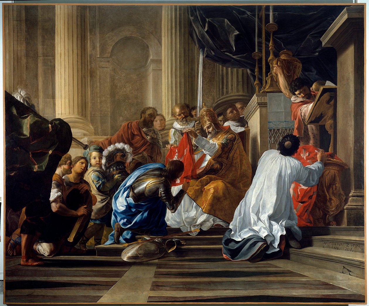 Första korståget: "" Raymond IV av Toulouse, dit Raymond de Saint Gilles, greve av Toulouse och Tripoli (Raymond I) (1042-1105) tar korset"" Målning av Antoine Rivalz (1667-1735) Toulouse. Musée des Augustins av Antoine Rivalz