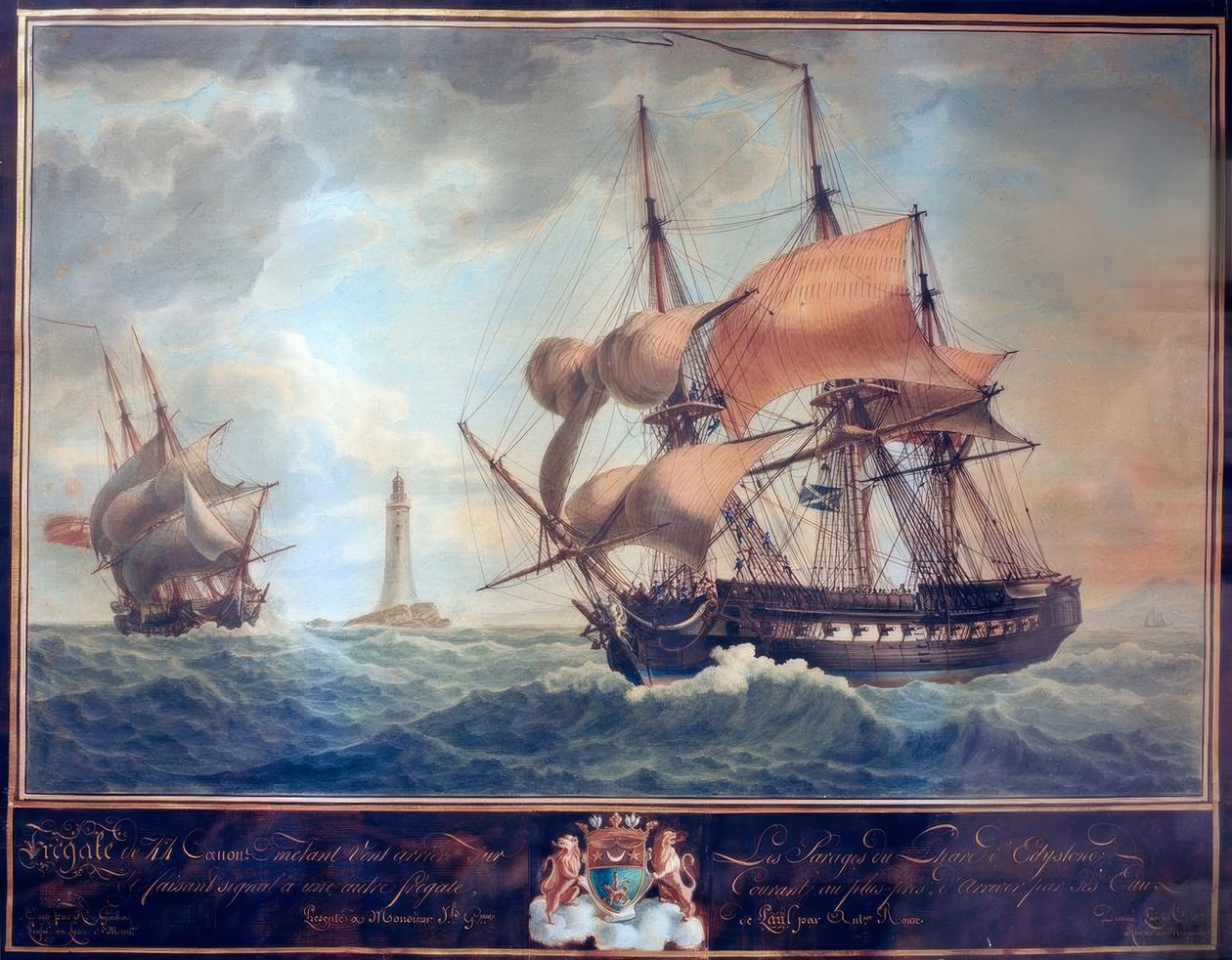 Encounter of Engl. Krigsskepp / A.Roux av Antoine Roux