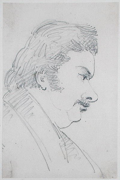 Porträtt av Honore de Balzac (1799-1850) (penna på papper) av Antoine Vestier