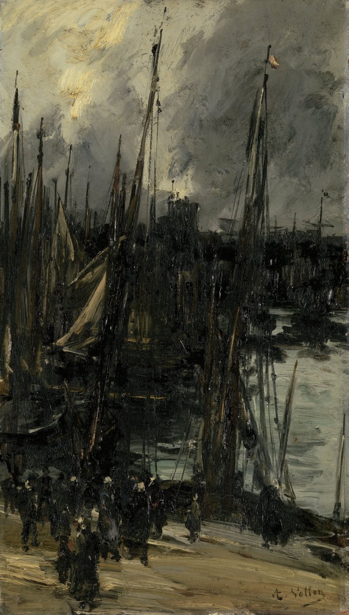 Utsikt över hamnen i Dunkerque (eller Dieppe?) av Antoine Vollon