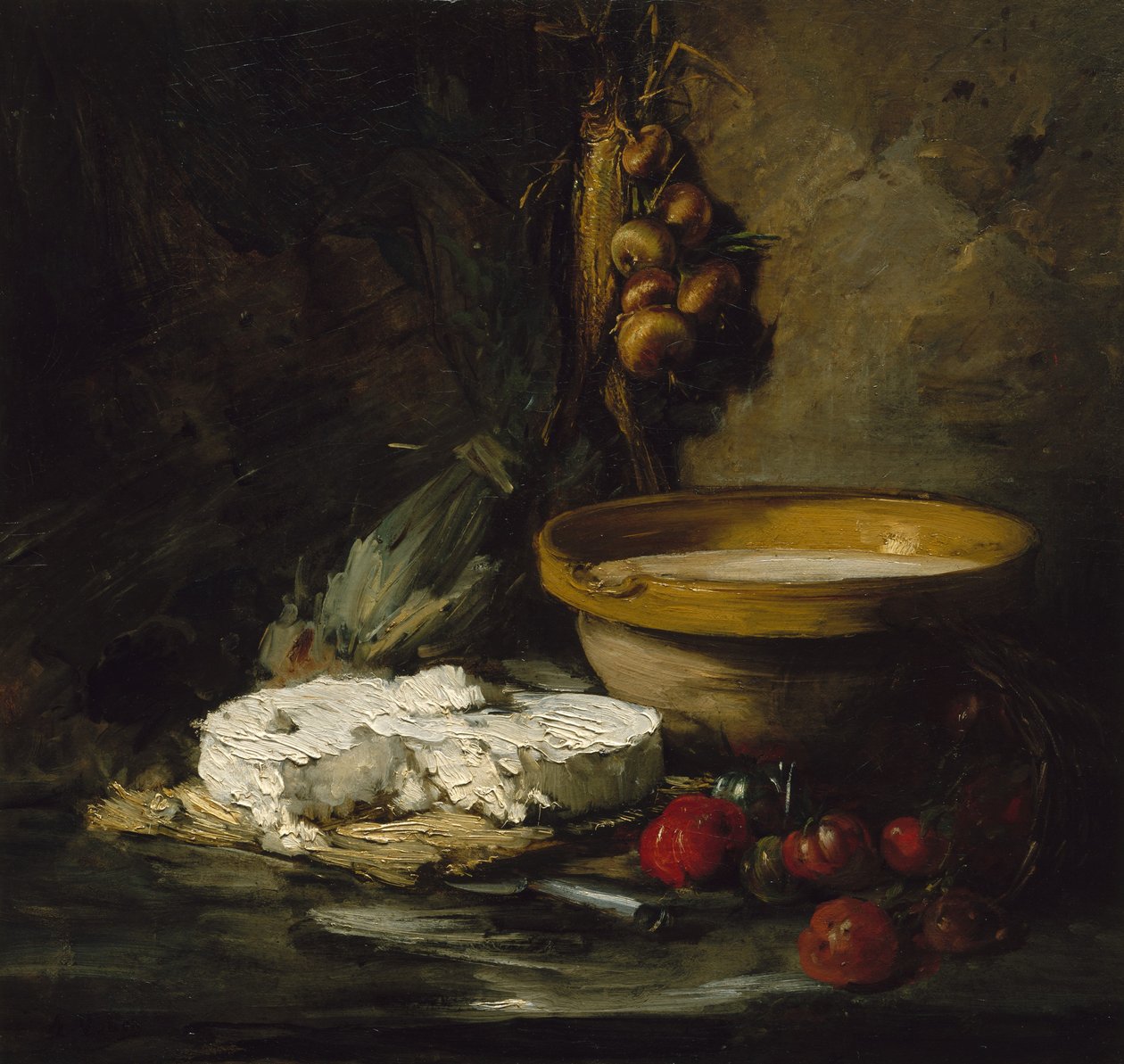 Stilleben med ost, troligen sent 1870-tal. av Antoine Vollon