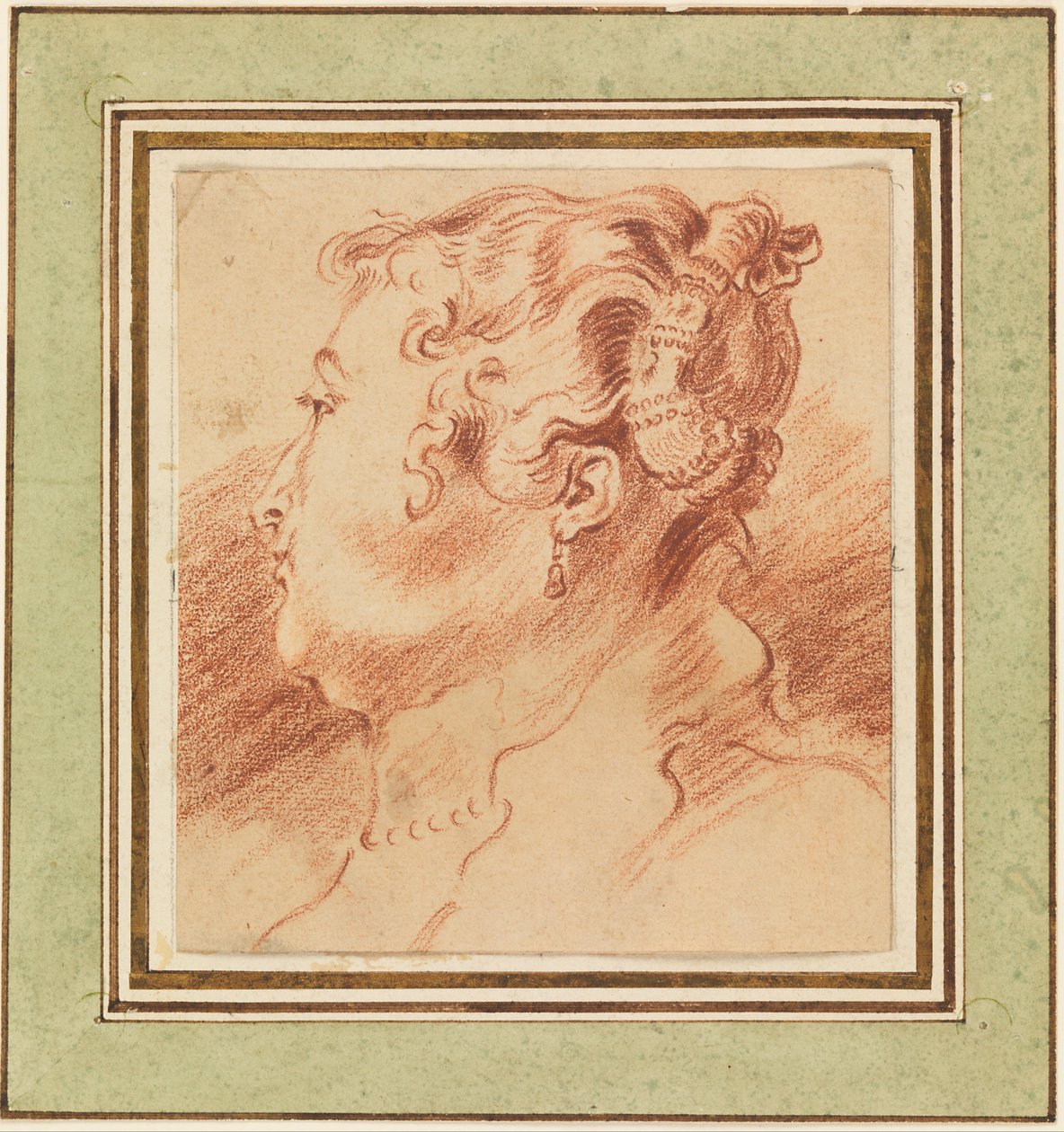 Studie av kvinnans huvud av Antoine Watteau