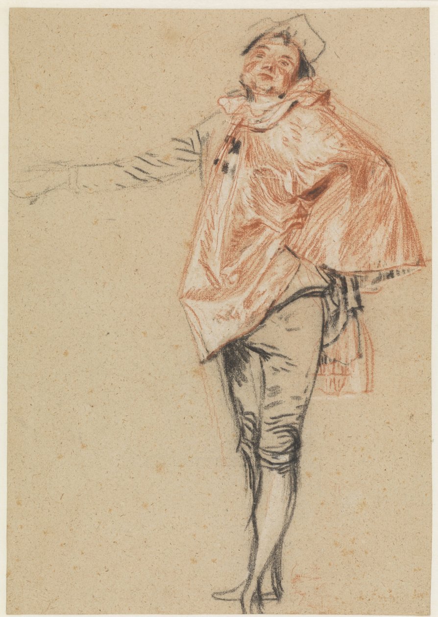 Studie av en stående dansare med en utsträckt arm av Antoine Watteau