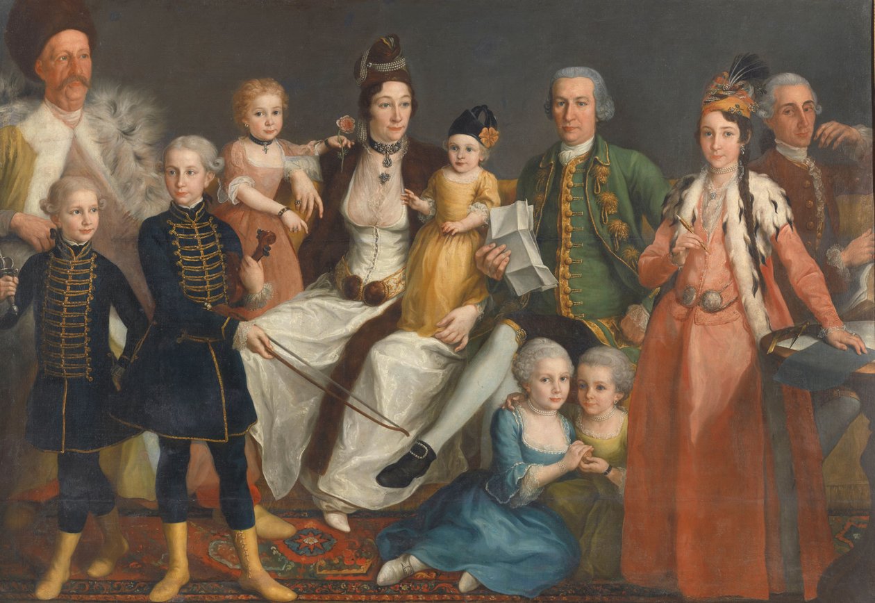 David George van Lennep (1712-97), senior köpman vid den holländska fabriken i Smyrna, och hans fru och barn av Antoine de Favray (attributed to)