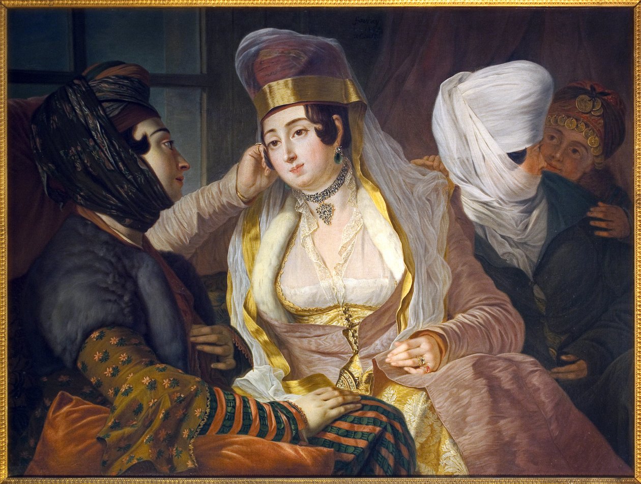 Levantinska damer i stadshår. Målning av Antoine de Favray (1706-1791), Olja på duk av Antoine de Favray