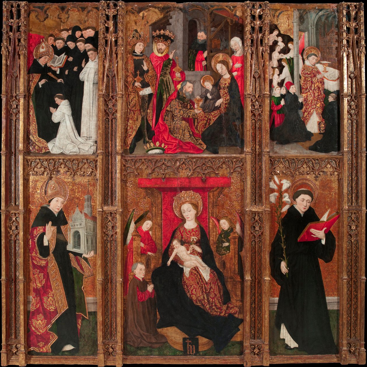 Retable de la vierge, saint Augustin et saint Nicolas de Tolentino - Jungfruns altartavla, Saint Augustine och Saint Nicholas of Tolentino - Antoine de Lonhy (1446-1490) Tempera och olja på trä 1462 Museu Nacional d