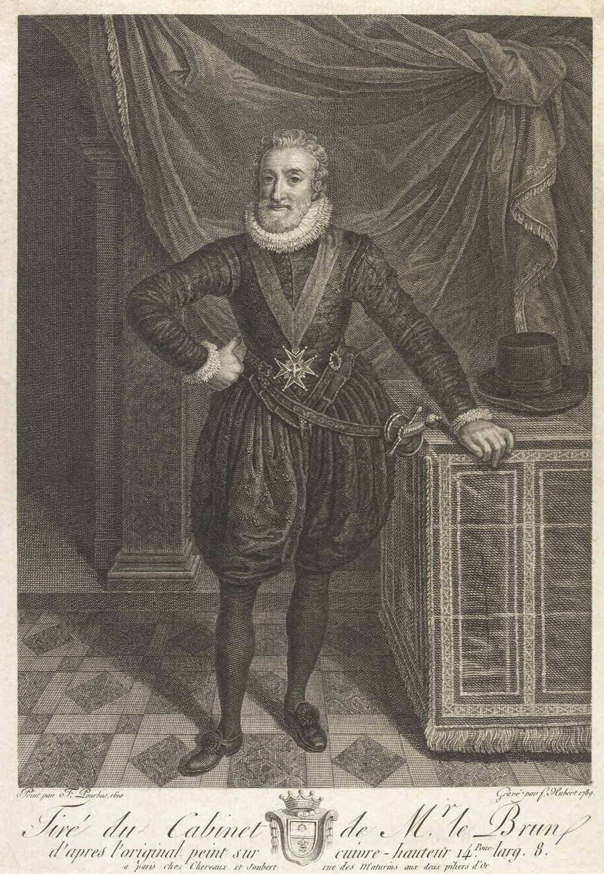 Halvlångt porträtt av Henri IV (grafit på papper) av Antoine de Marcenay de Ghuy