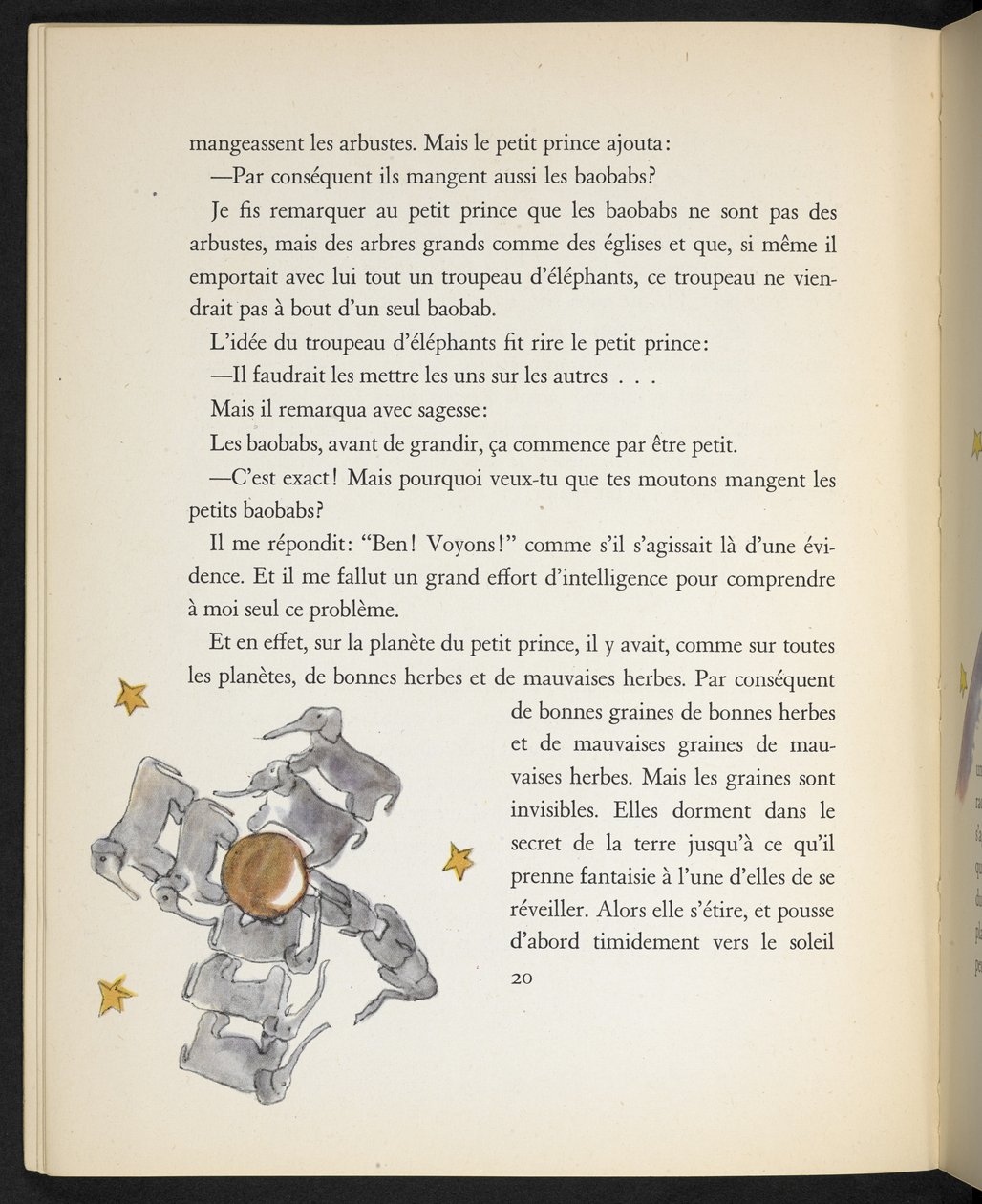 Elefanter, illustration från "Le Petit Prince" av Antoine de Saint-Exupéry av Antoine de Saint Exupery