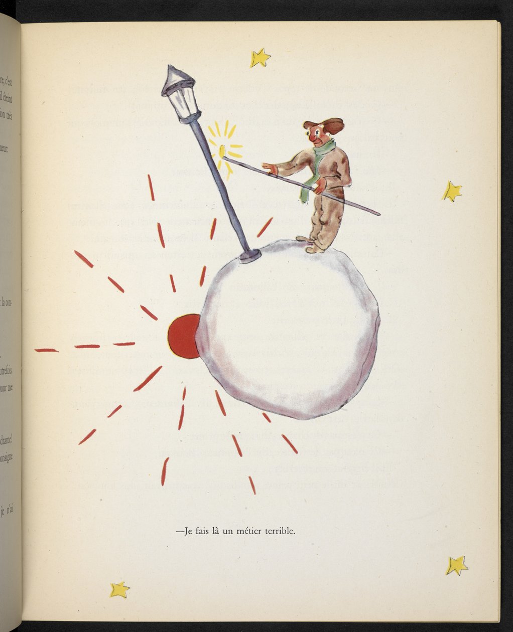 Jag gör ett uselt jobb, illustration av Lamplighter från "Le Petit Prince" av Antoine de Saint-Exupéry av Antoine de Saint Exupery