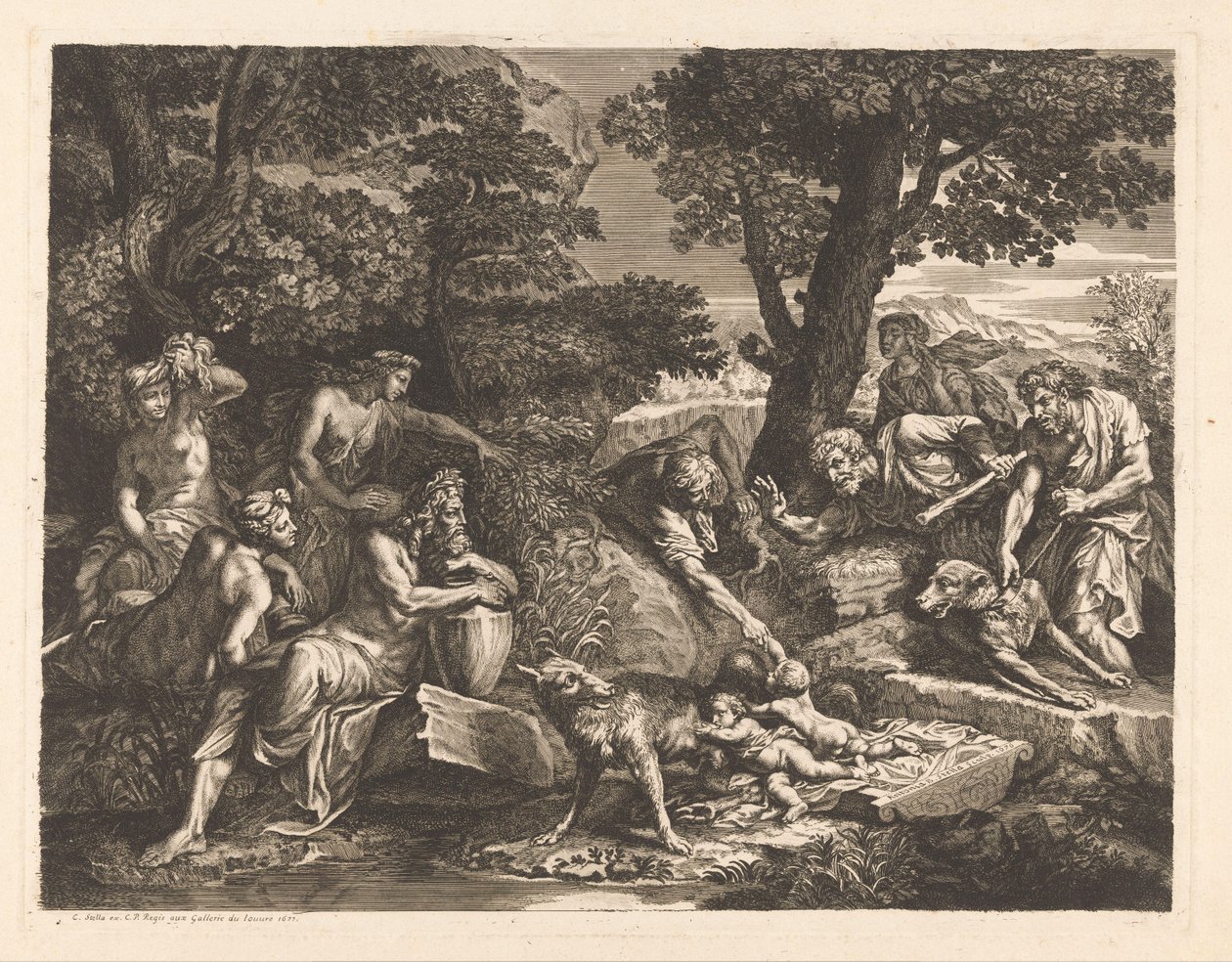 Romulus och Remus hittade av herdar av Antoinette Bouzonnet
