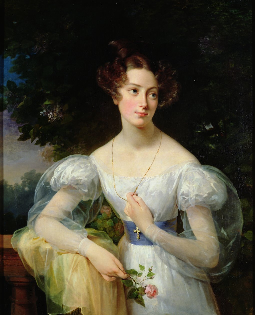 Picha ya Hortense Ballu, Bibi wa baadaye Alphonse Jacob-Desmalter, c.1832-37 swed av Antoinette Cecile Hortense Lescot Haudebourt