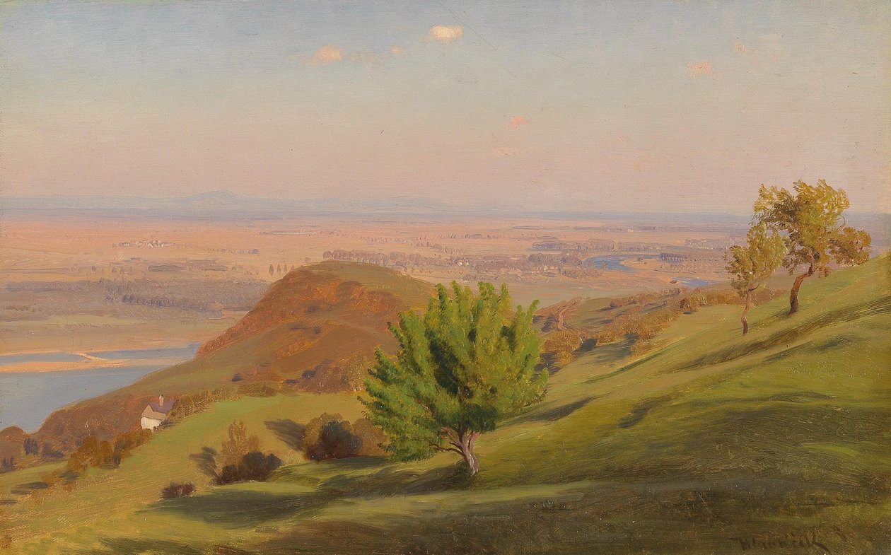  Donaulandschaft bei WiennEnglish: Danube Landscape near Viennan av Anton Hlavacek
