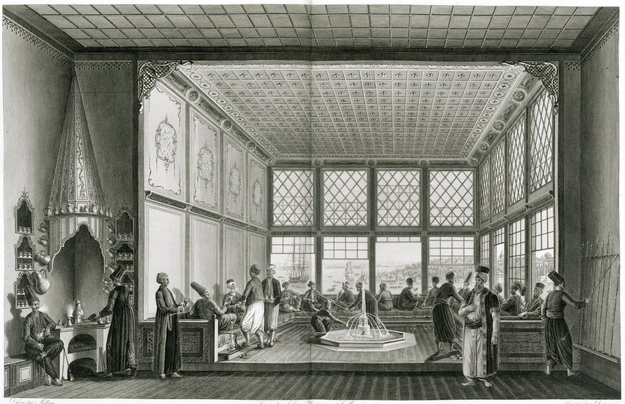 Interiör i ett offentligt kafé i Konstantinopel vid Bosporen, 1819 av Anton Ignaz Melling