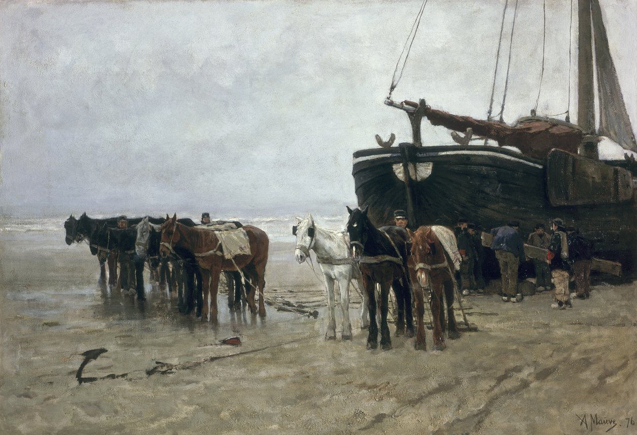 Båt på stranden vid Scheveningen, 1876 av Anton Mauve