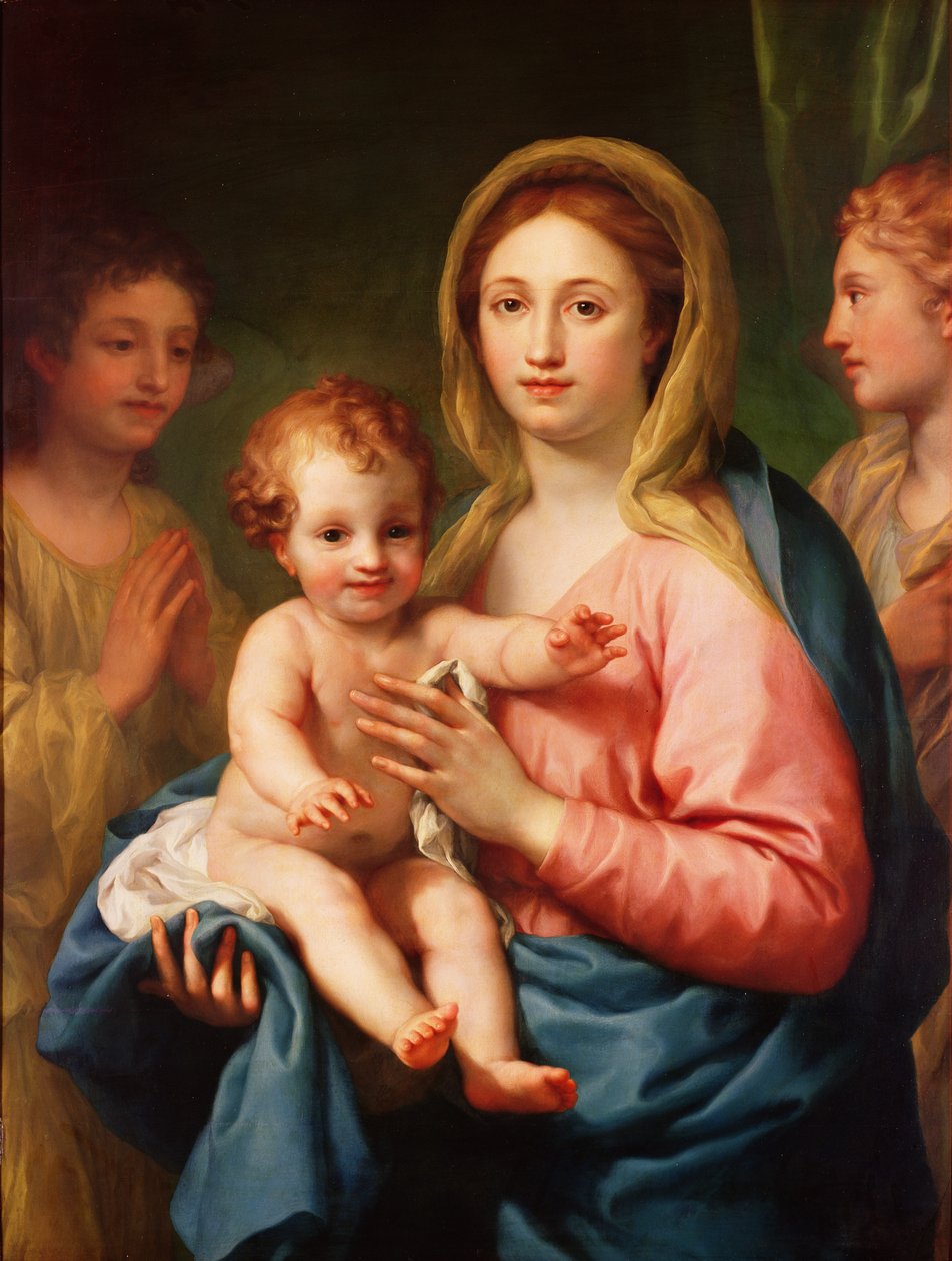Madonna och barn med två änglar, 1770-73 av Anton Raphael Mengs