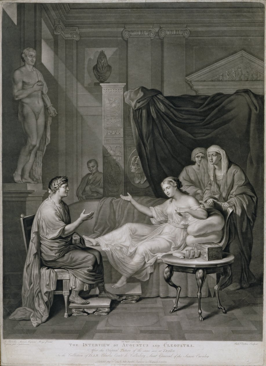 Intervjun med Augustus och Cleopatra, graverad av Richard Earlom (1743-1822) publicerad 1784 av Anton Raphael Mengs