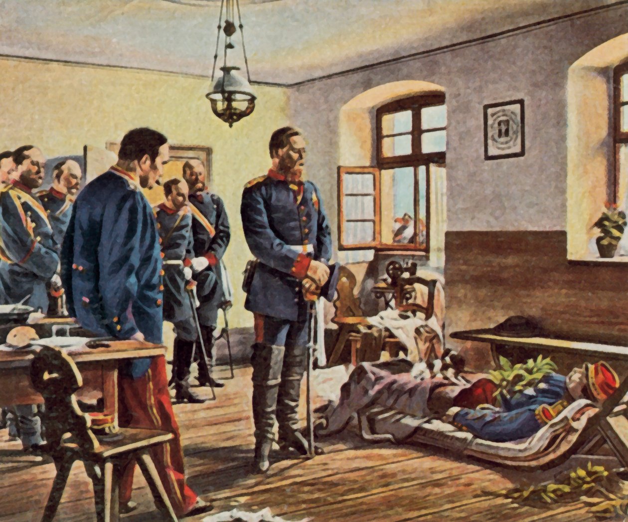Kronprins Friedrich Wilhelm vid general Douays kropp, 4 augusti 1870 (förstärkt färglitografi) av Anton Alexander von (after) Werner