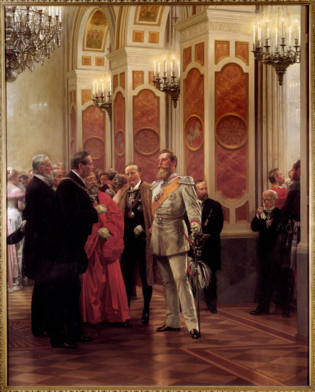 Kronprinzen Vilhelm av Preussen (1882-1951) vid hovbalen (olja på duk) av Anton Alexander von Werner