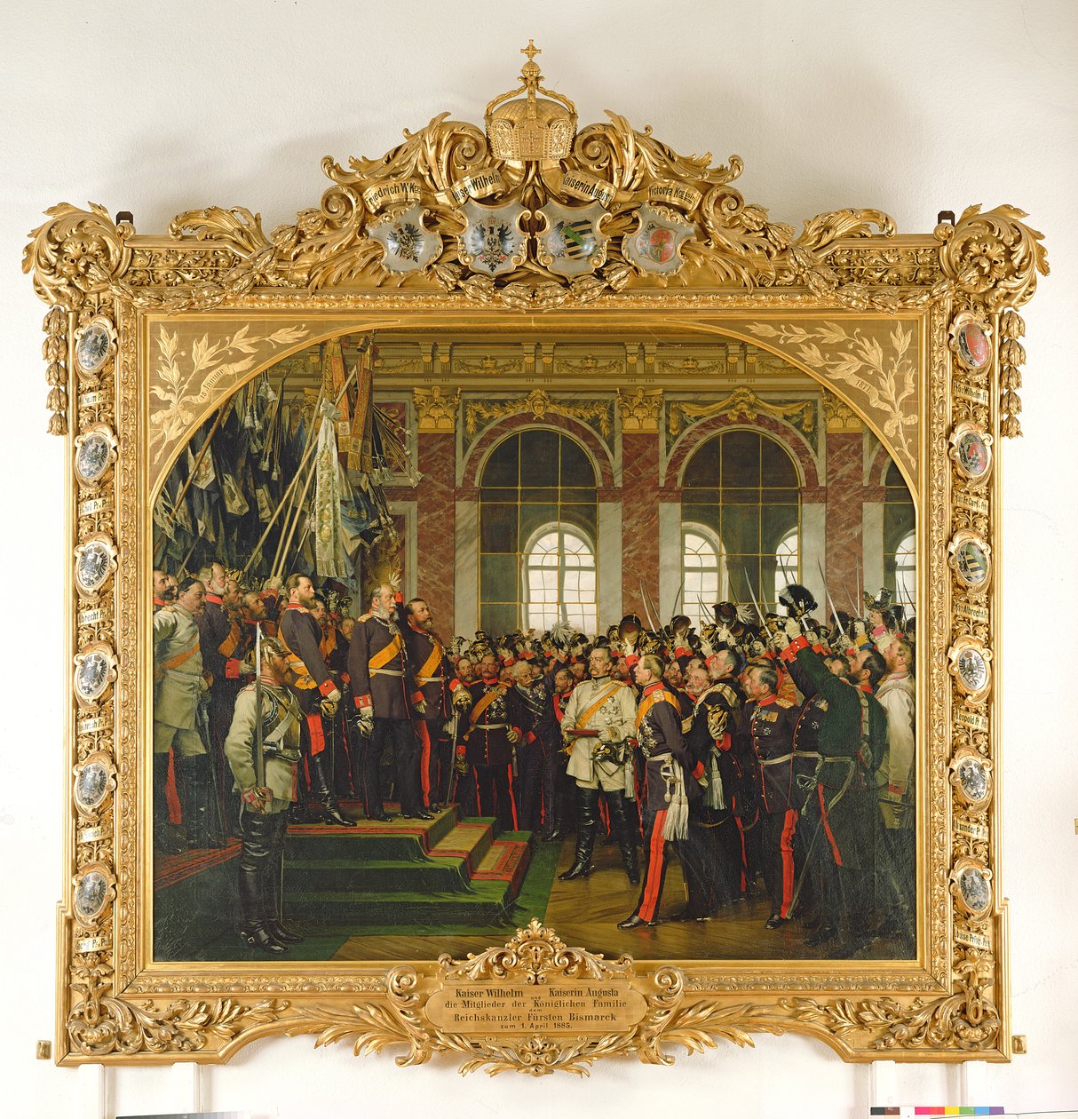 Proklamationen av Wilhelm som kejsare av det nya tyska riket, i Spegelsalen i Versailles den 18 januari 1871, målad 1885 (se även 153620) av Anton Alexander von Werner