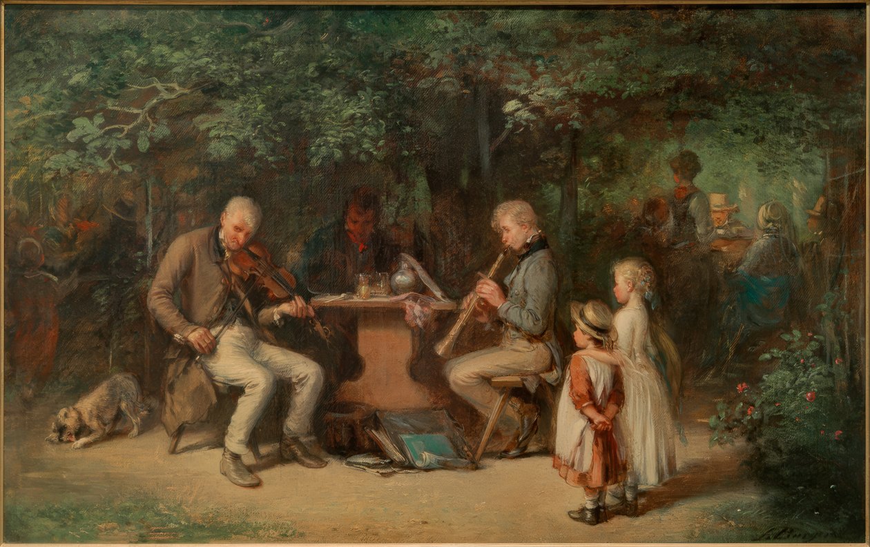 Musiker i krogträdgården av Anton Burger