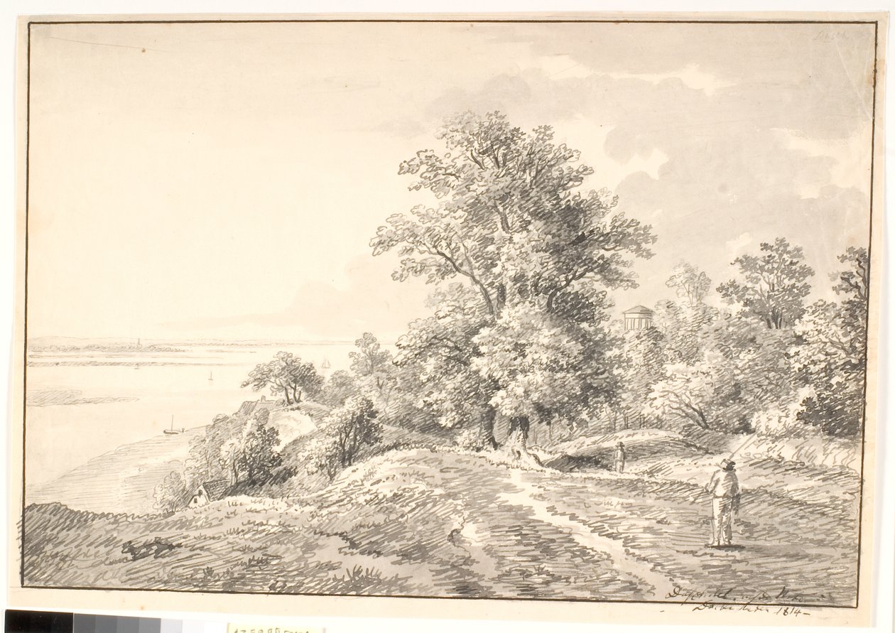 Park med litet tempel vid Elbe. Buxte hud av Anton Carl Dusch