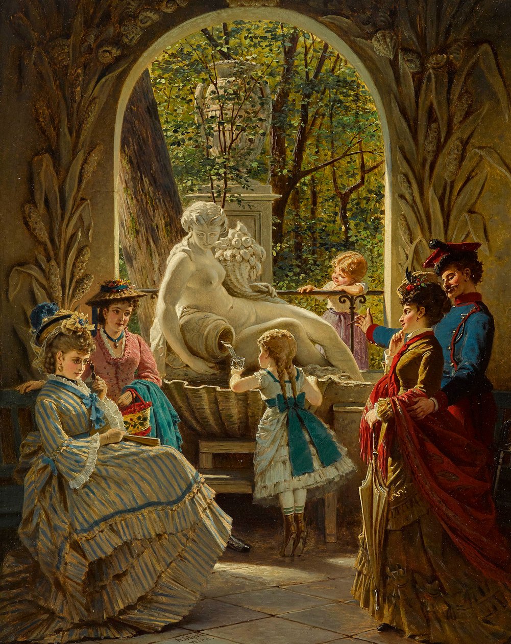 Pavillon du festival de Printemps a Schonbrunn, Vienne - Paviljong till mässan i Schoenbrunn - Anton Ebert (1845-1896). Olja på trä Mått: 65x52 cm Privat samling av Anton Ebert