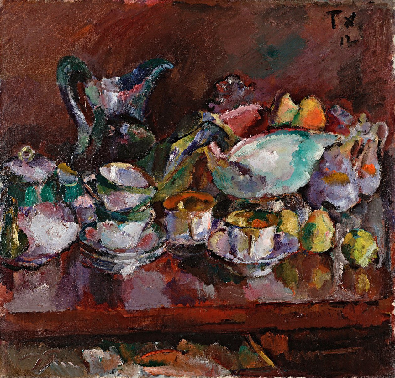 Stilleben med kaffekoppar - Målning av Anton Faistauer (1887-1930) av Anton Faistauer