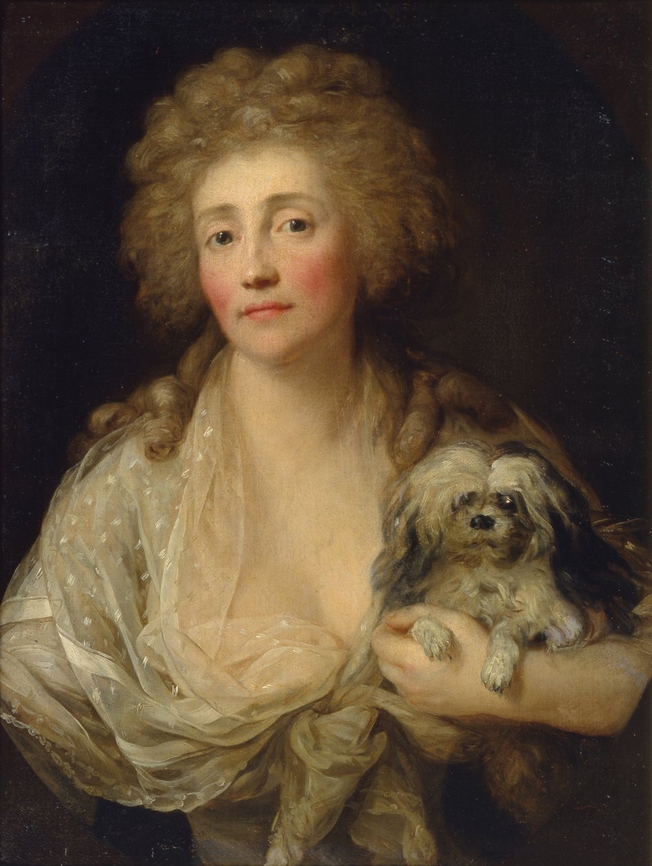Porträtt av Anna Oraczewska med hunden, 1789 av Anton Graff