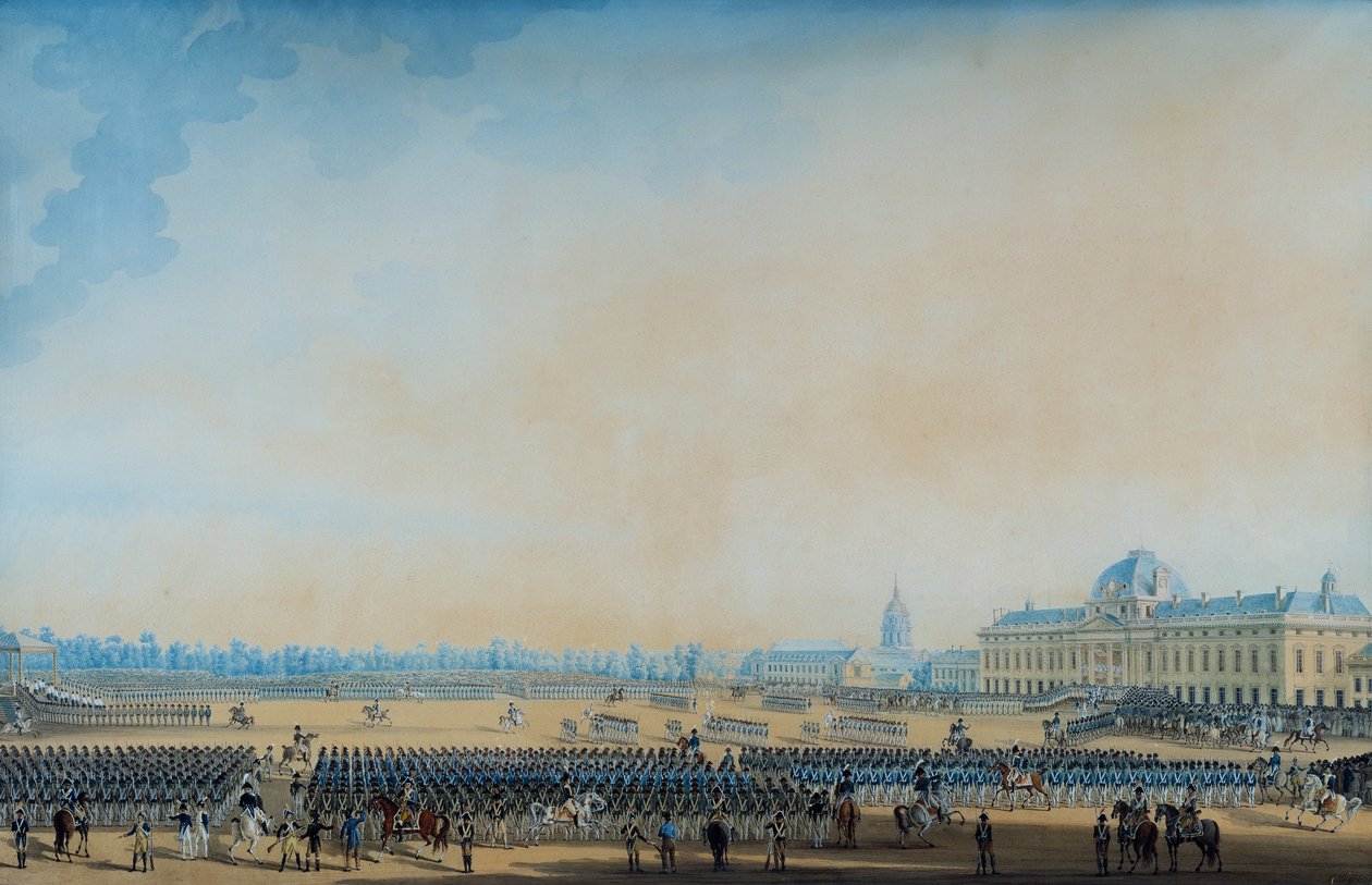 Utdelning av flaggor och nationalgardet, Champ-de-Mars, 7 september 1814 (akvarell) av Anton Ignaz Melling