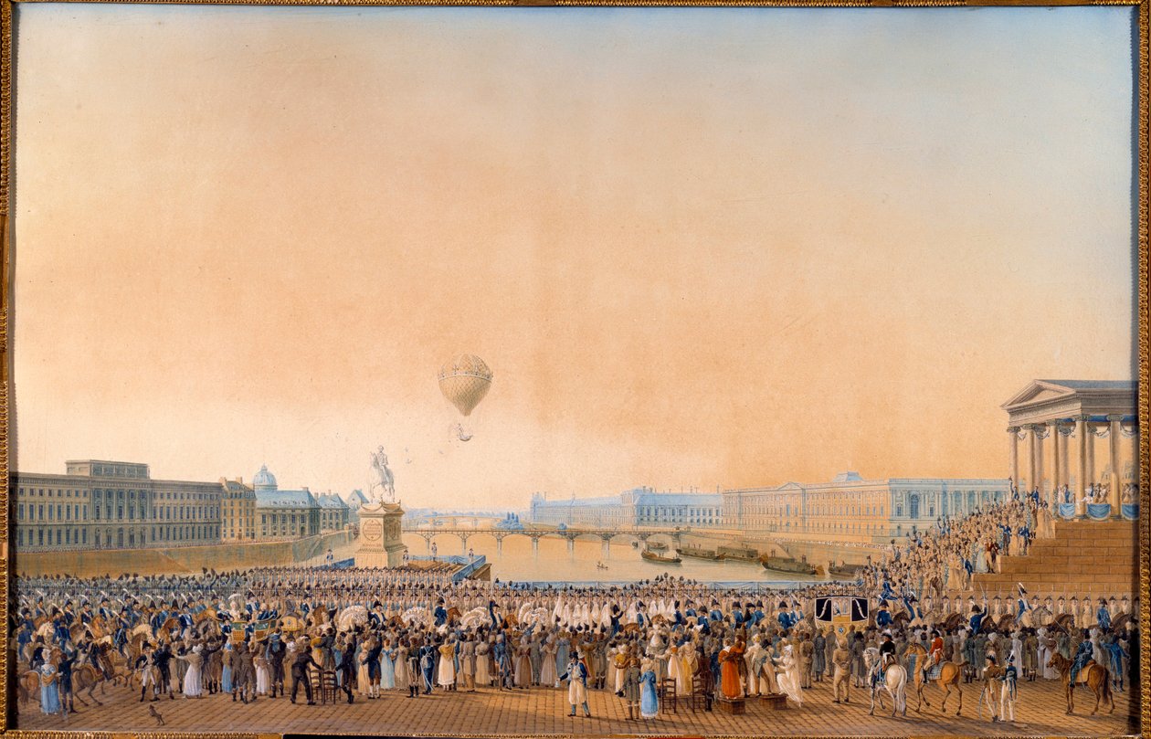 Entré av Ludvig XVIII, kung av Frankrike (1755-1824) i Paris den 3 maj 1814. Målning av Antoine Ignace Melling (1763-1831) av Anton Ignaz Melling
