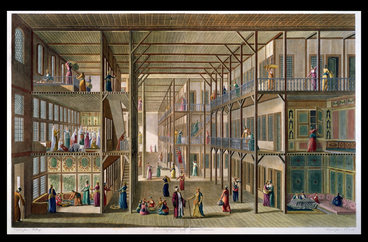Interiör av harem av den store herren av Konstantinopel, graverad av Francois Denis Nee (1732-1817) 1811 av Anton Ignaz Melling