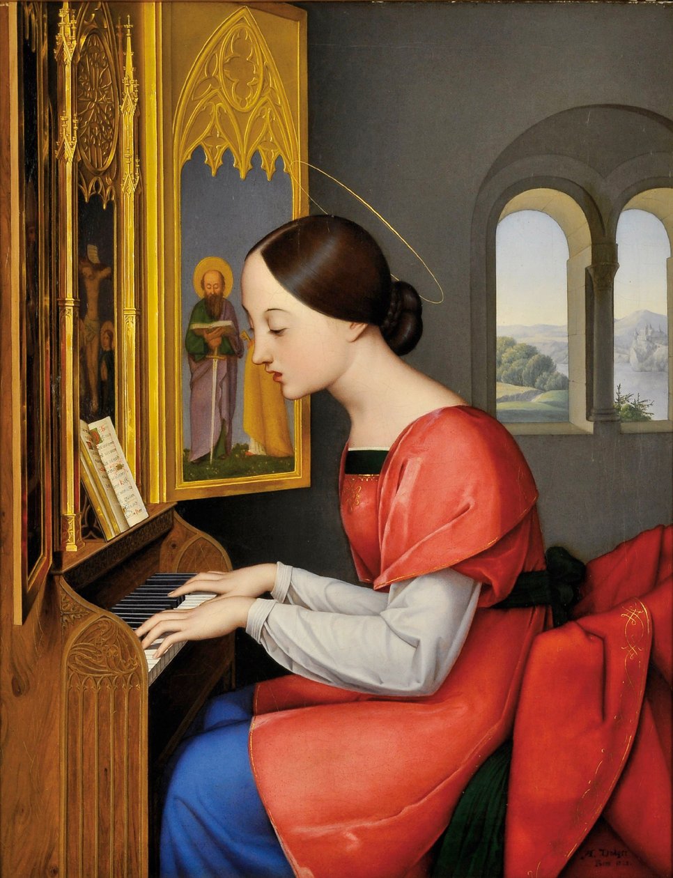 Sankta Cecilia av Rom spelar orgel - Målning av Anton Josef Drager (Joseph Anton Draeger) (1794-1833) av Anton Josef Dräger