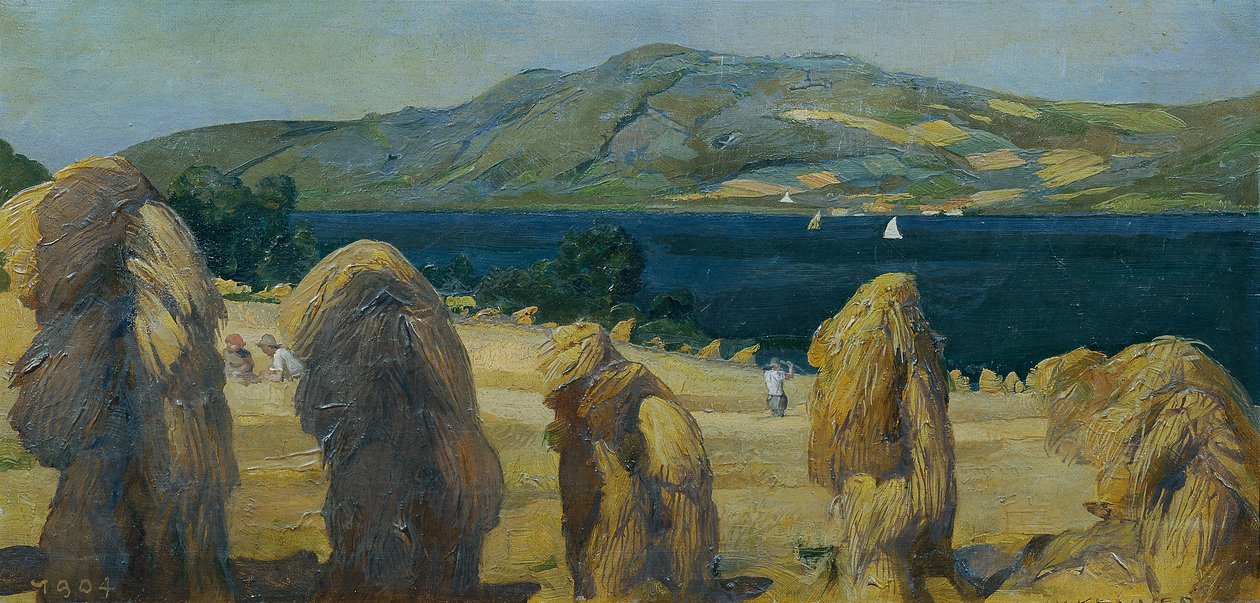 Attersee landskap med korn mandel av Anton Josef von Kenner