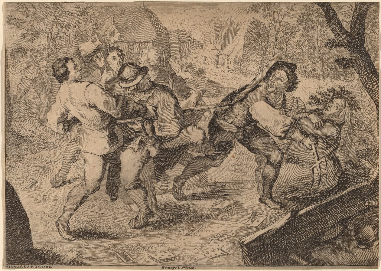 Bönder slåss av Anton Joseph Prenner after Pieter Bruegel the Elder