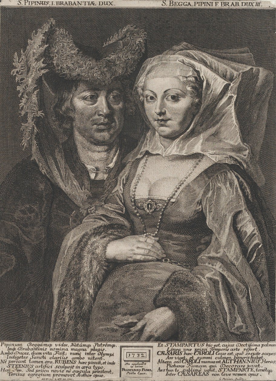 Sankt Pepin I och hans dotter, Sankt Begga, 1732. av Anton Joseph von Prenner