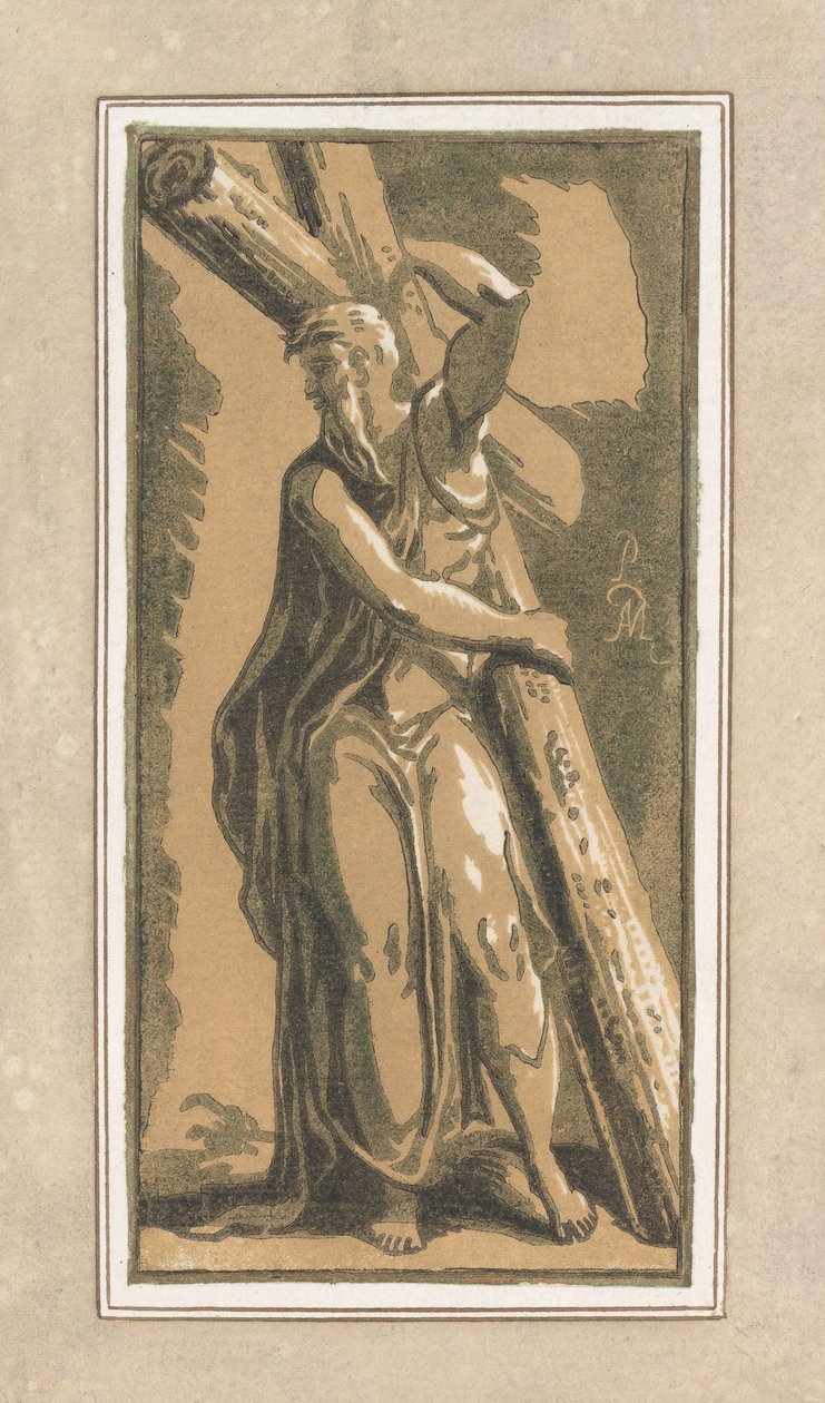 St. Andrew, vänd framåt, huvudet vänt till vänster, före 1749. av Anton Maria Zanetti