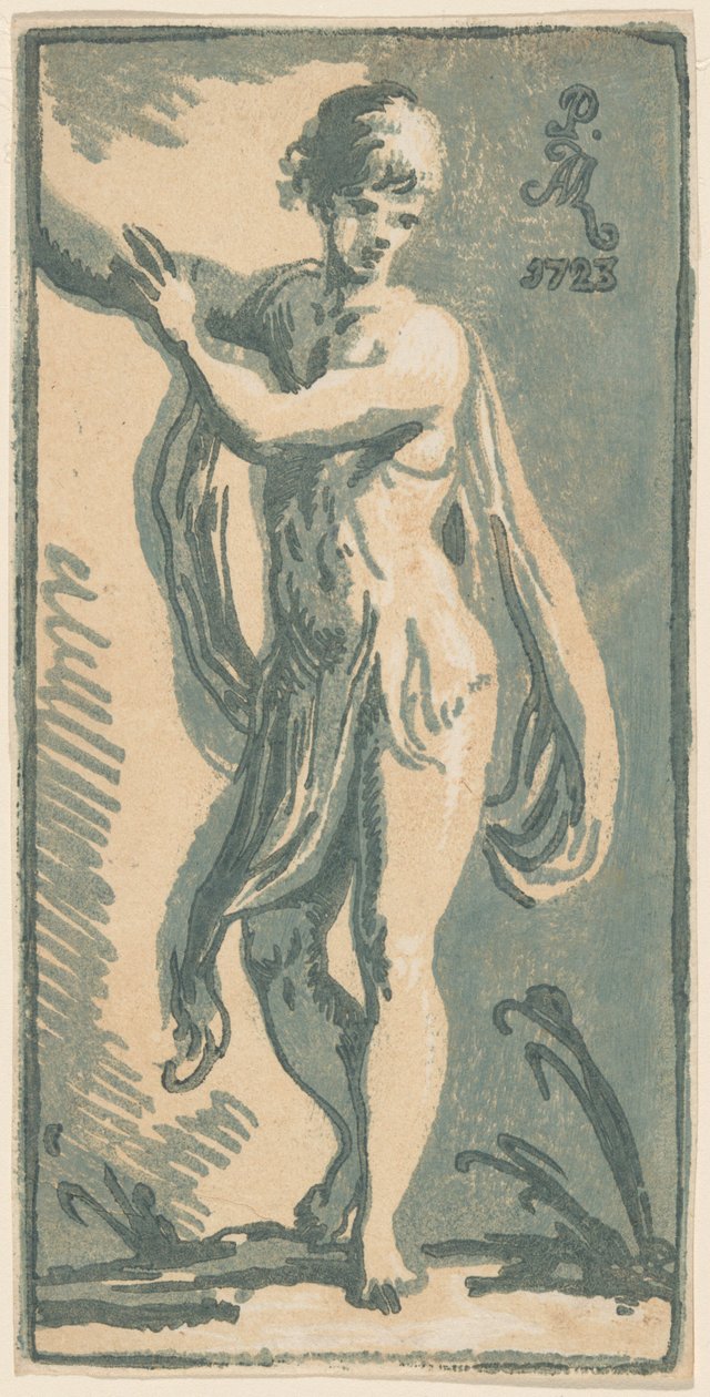 En stående ungdom som gör en gest åt höger om honom av Anton Maria Zanetti I, after Parmigianino