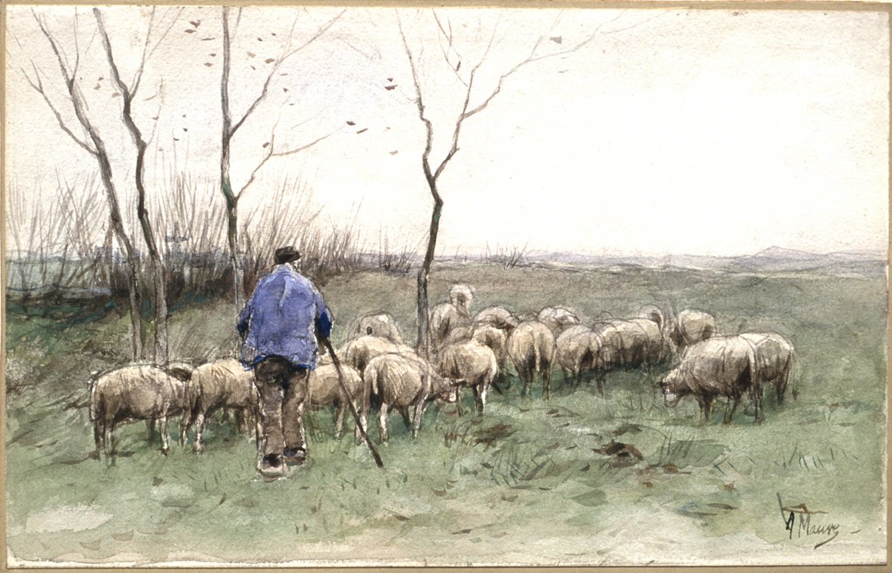 En herde och hans hjord av Anton Mauve
