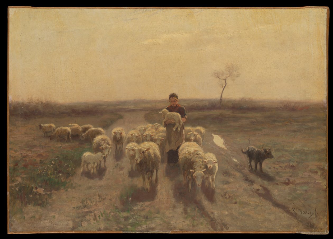 En herdinna och hennes hjord av Anton Mauve