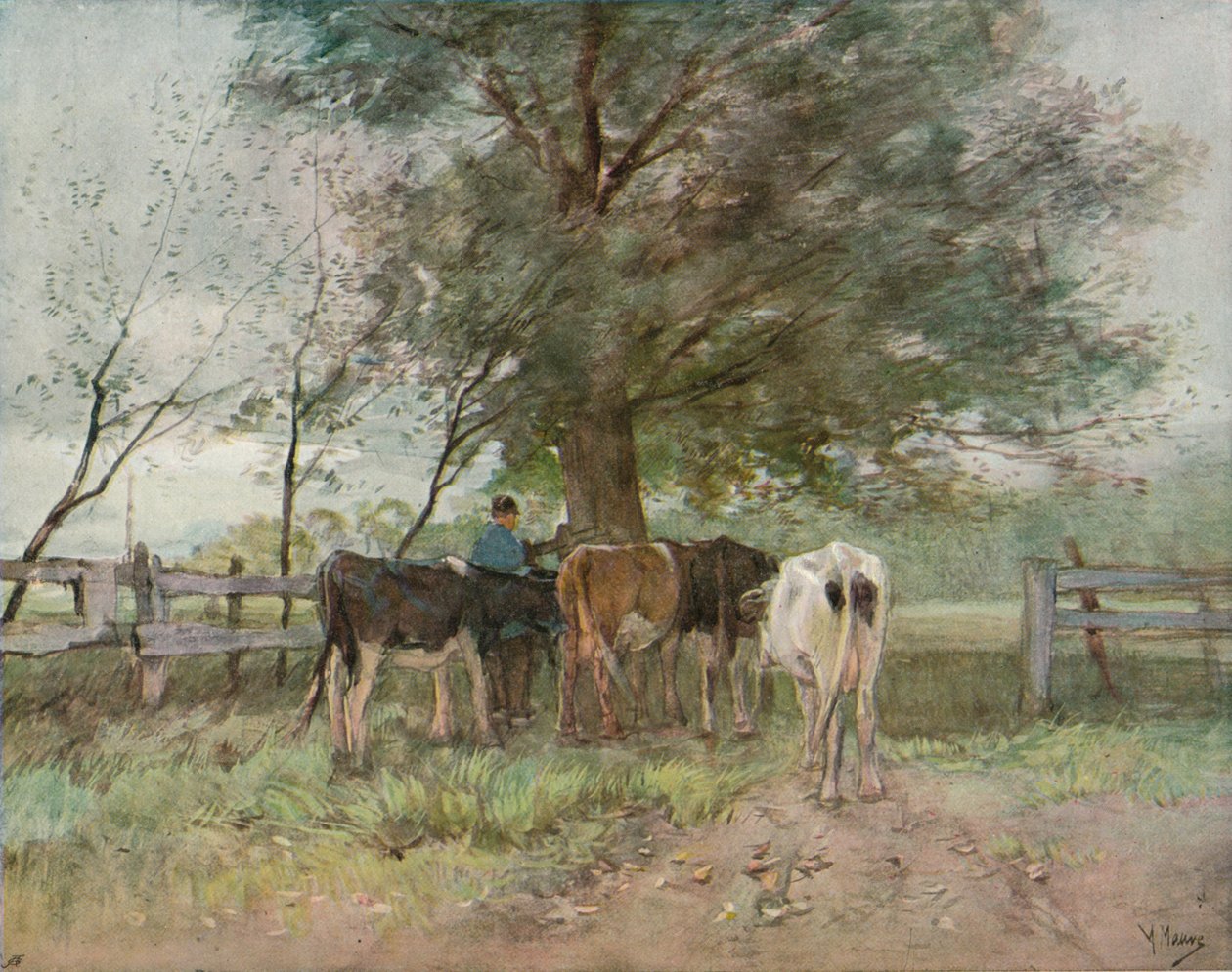 Mjölkningstiden, c1858-1888, 1906-7 av Anton Mauve