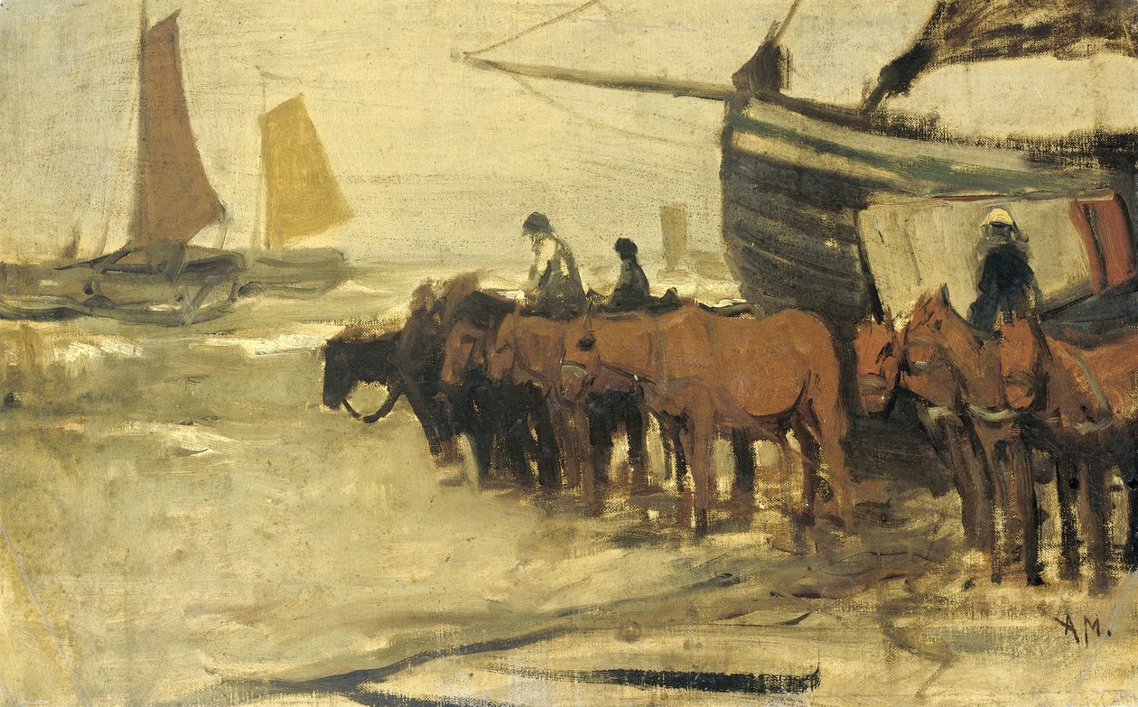 Att sätta en fiskares finger i havet av Anton Mauve