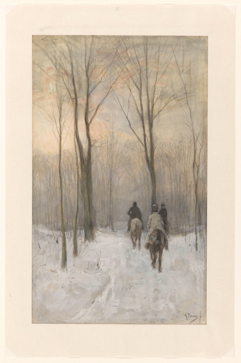Ryttare i snön i Haagse Bos Ryttare i snön i Haagskogen av Anton Mauve