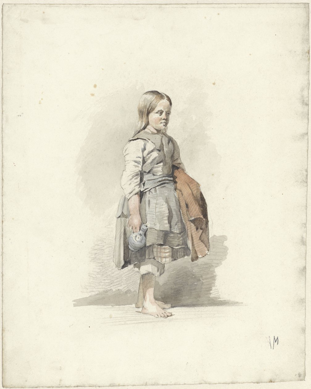 Stående tjej med kanna och mantel under armen av Anton Mauve