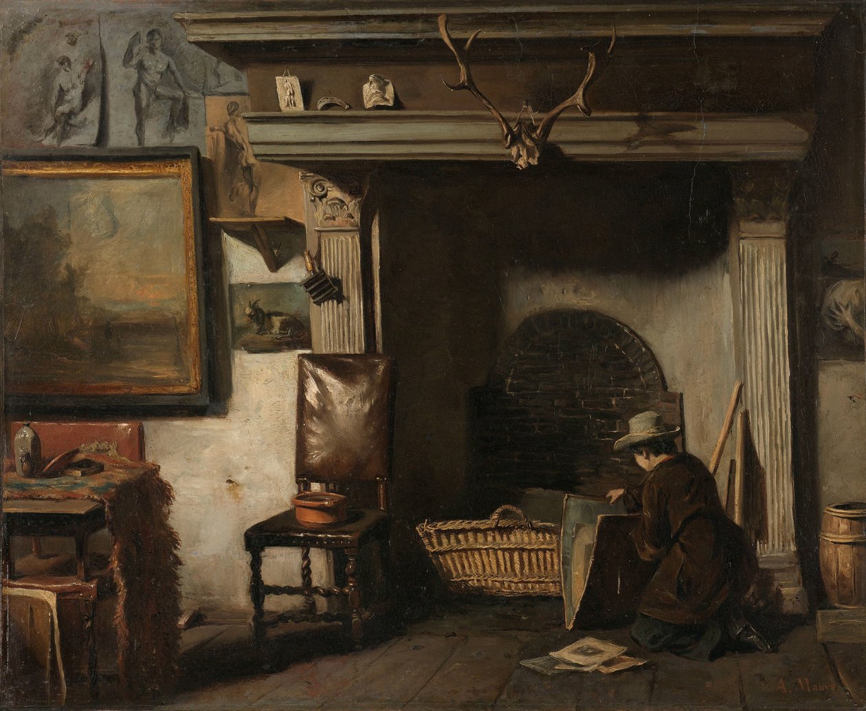 Haarlem-målaren Pieter Frederik van Os ateljé Haarlem-målaren Pieter Frederik van Os ateljé av Anton Mauve