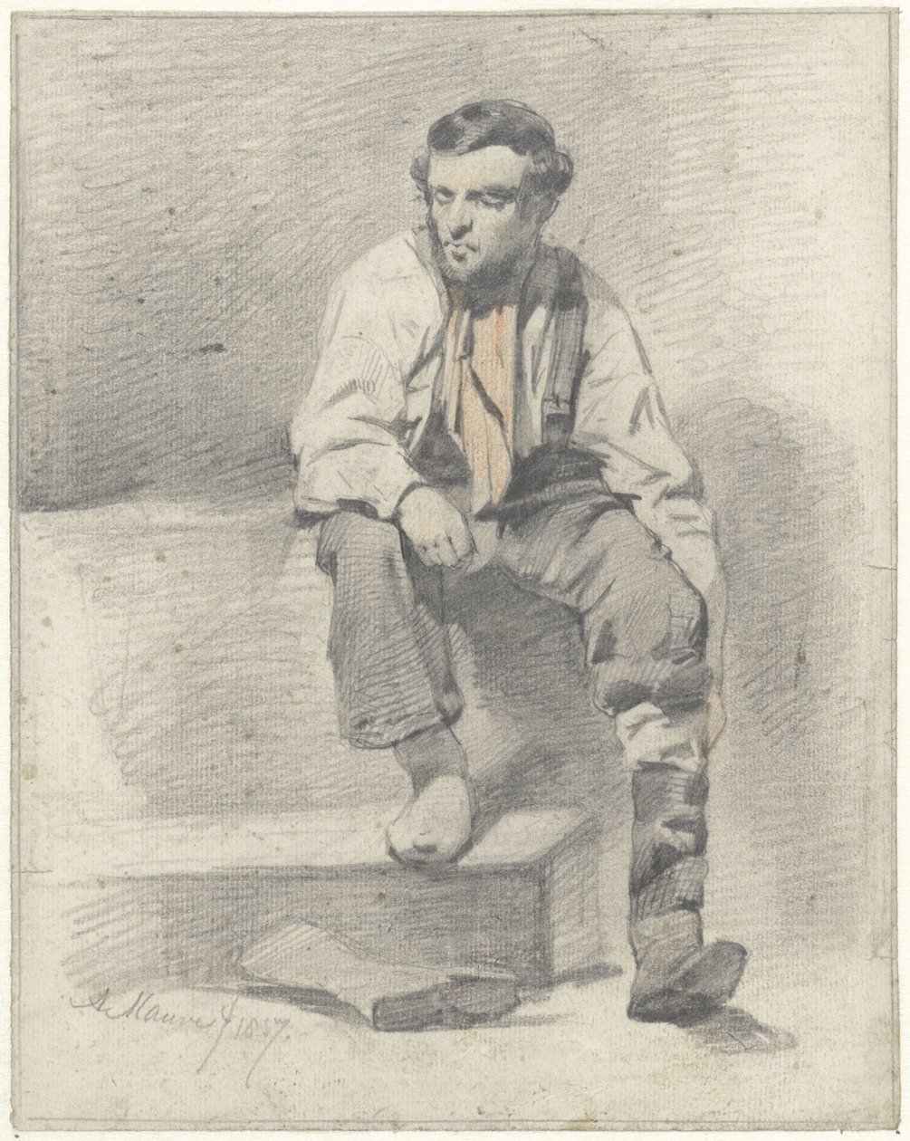 Sittande arbetare av Anton Mauve
