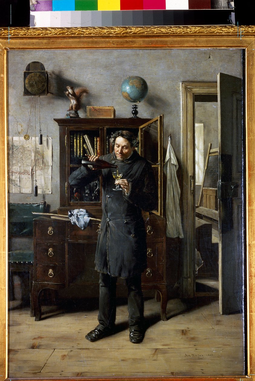 Drunkard lärare - Teacher Drunkard av Anton Eduard Muller (Mueller) (1853-1897) av Anton Muller