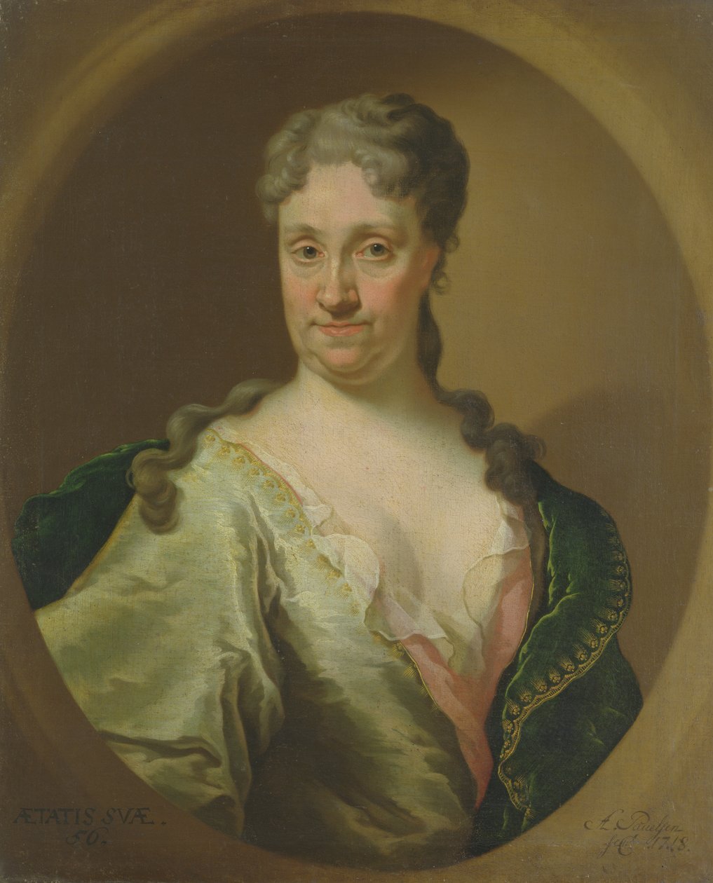 Porträtt av Barbara Lutken (1664-1740), 1718 (se även 179058) av Anton Paulsen