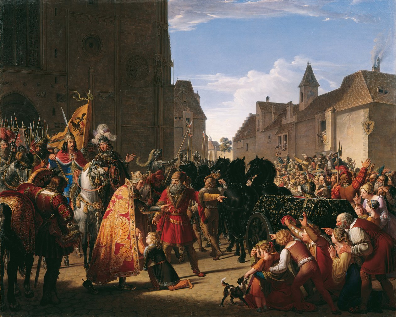 Kung Premysl Ottokars son Wenceslaus ber Rudolf av Hapsburg om sin fars kropp 1826. av Anton Petter